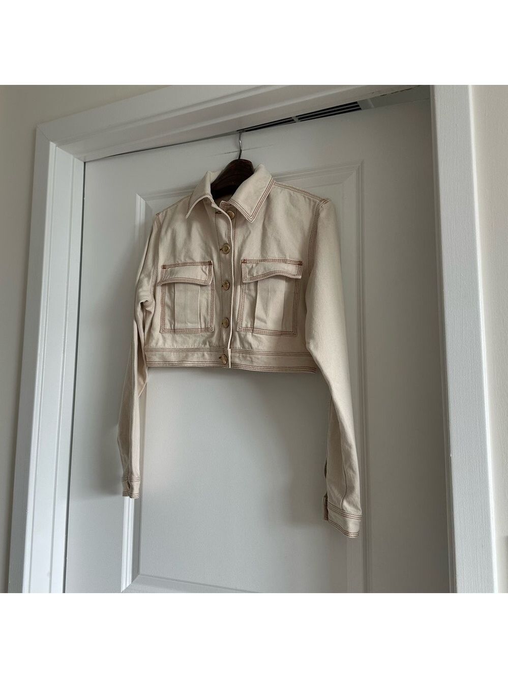 Farm Rio Off-White Gabardine Cropped Jacket - Picture 4 of 6